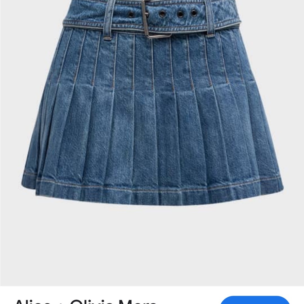 Alice + Olivia Mera Pleated Denim Skirt